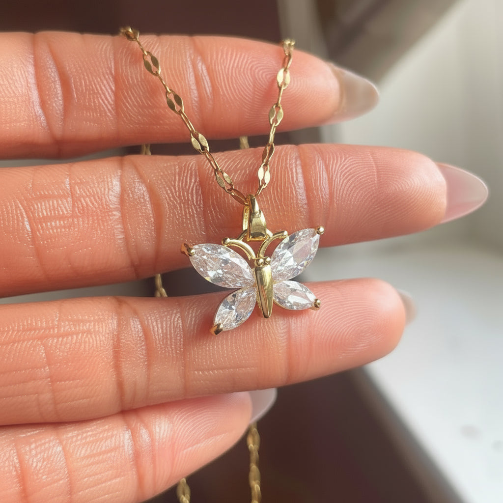 Mariposa - Quartz Butterfly Pendant Necklace