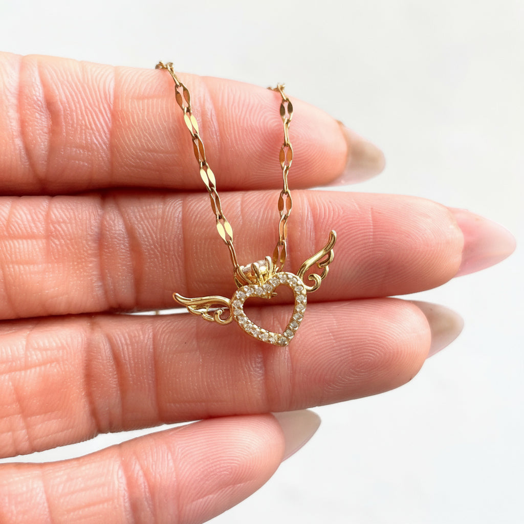 Honey - Gold Diamante Heart Necklace