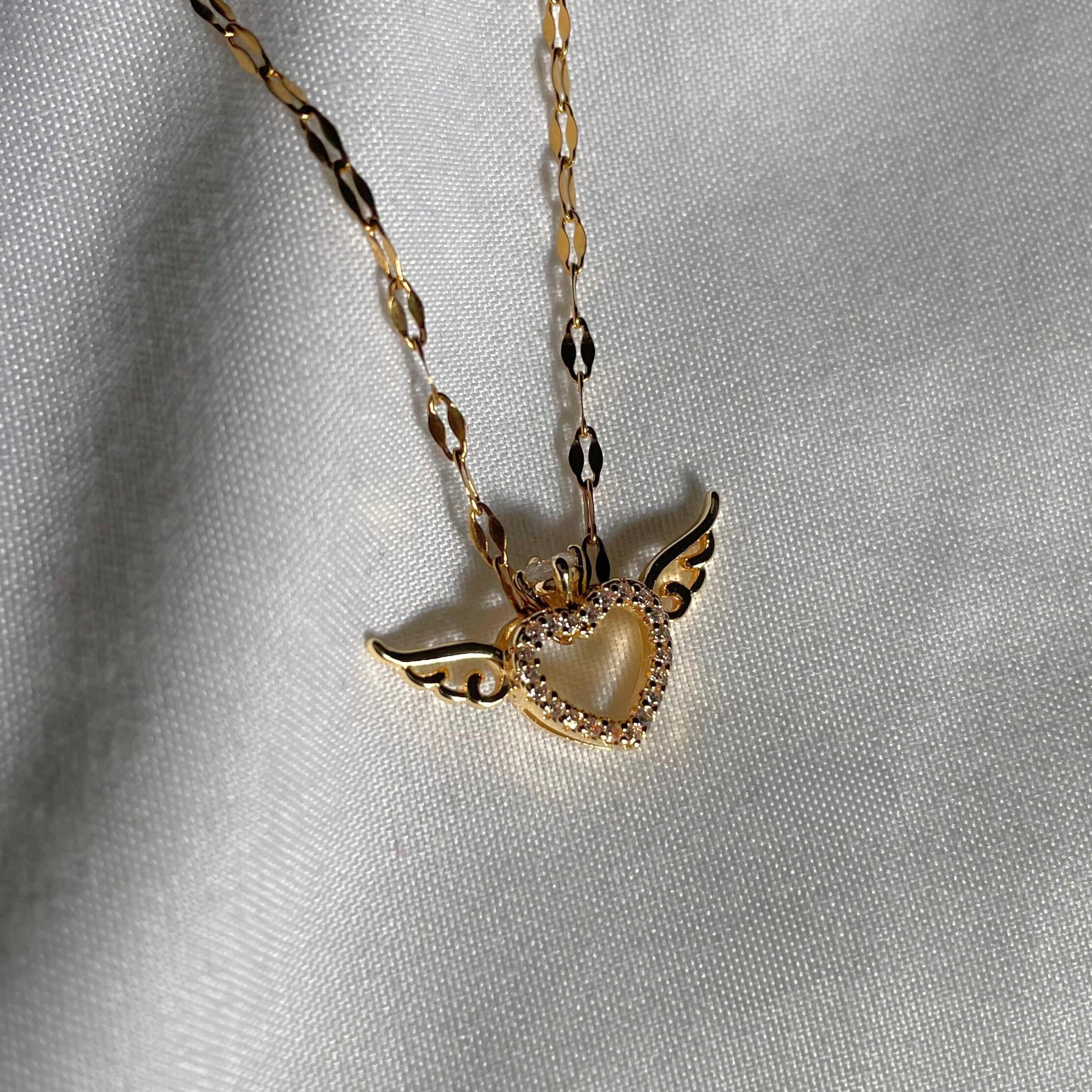 Honey - Gold Diamante Heart Necklace