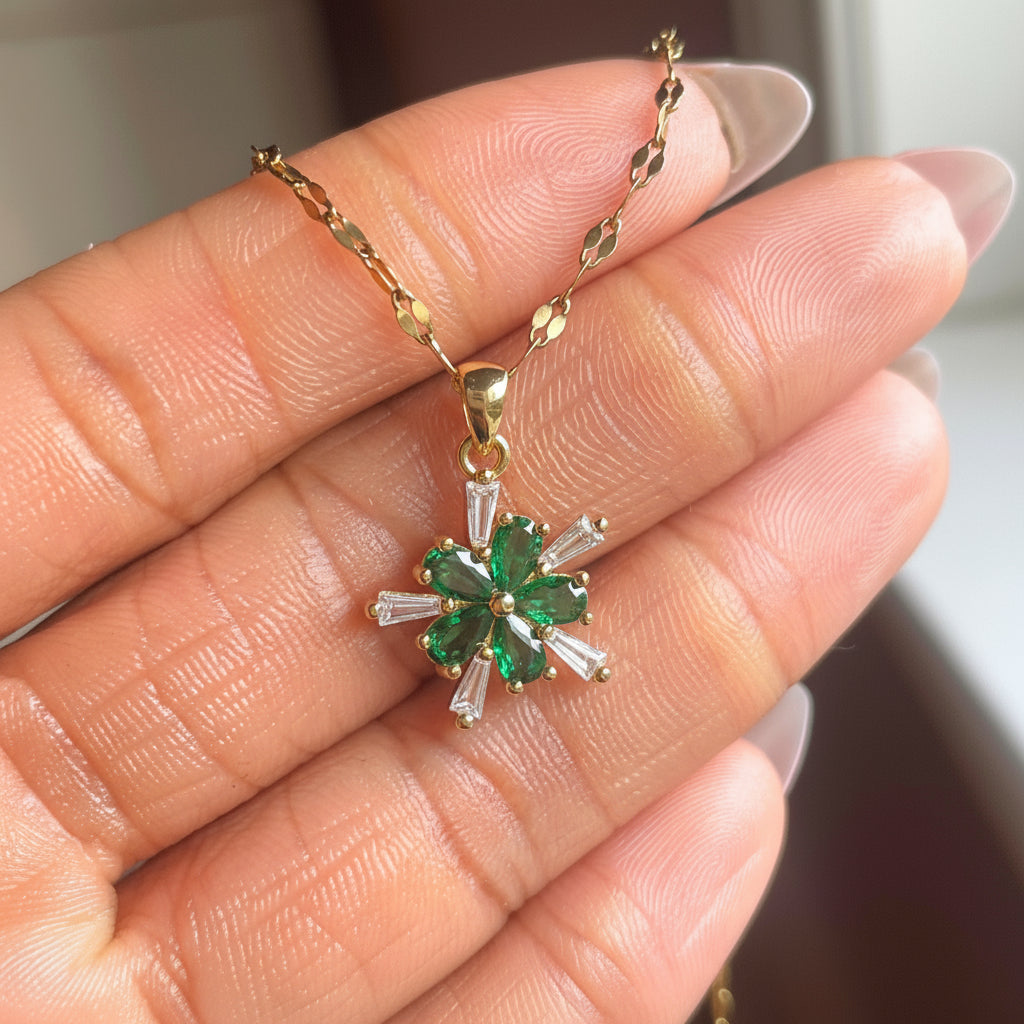 Meadow - Green Flower Pendant Necklace