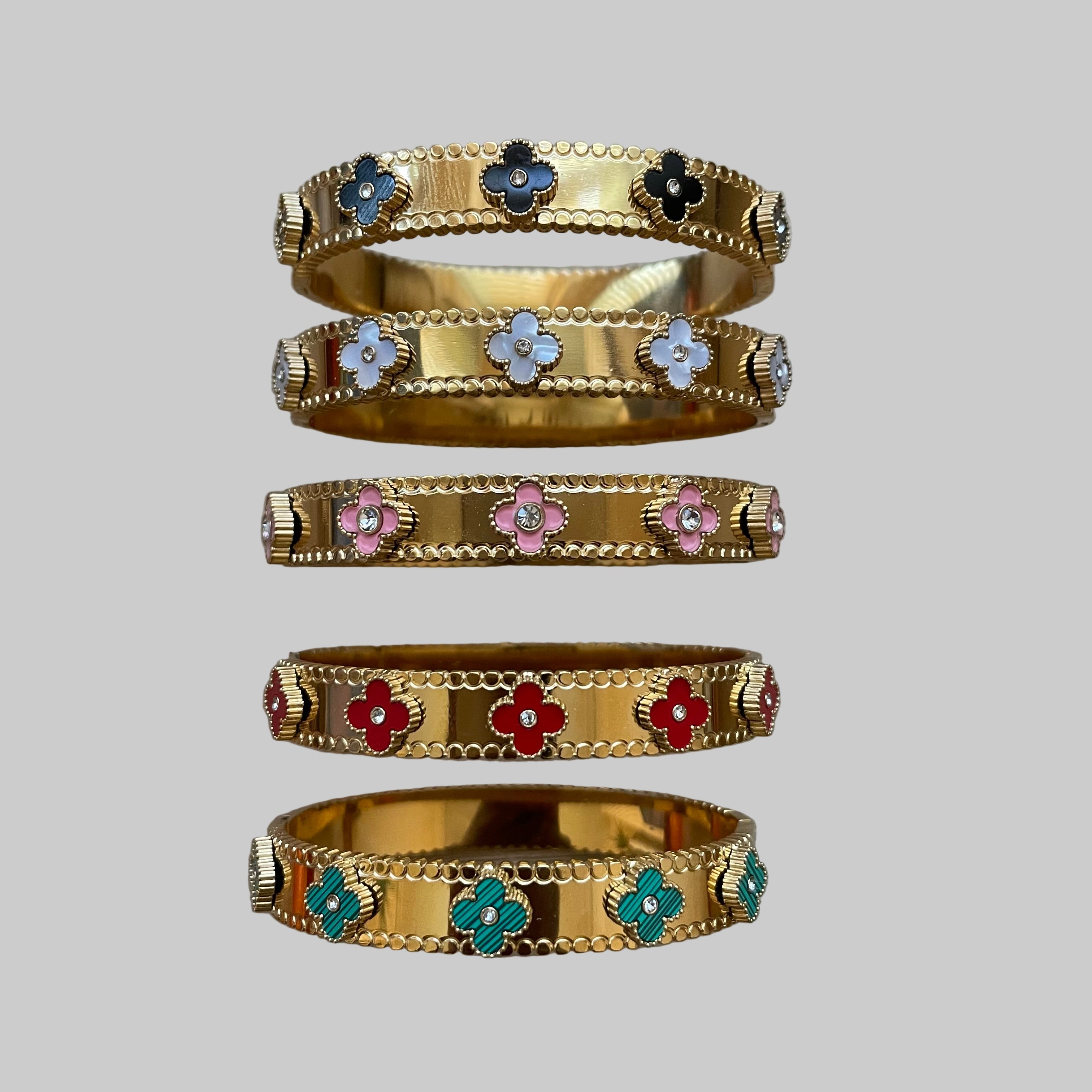 Fiora - Gold Clover Tennis Bangles