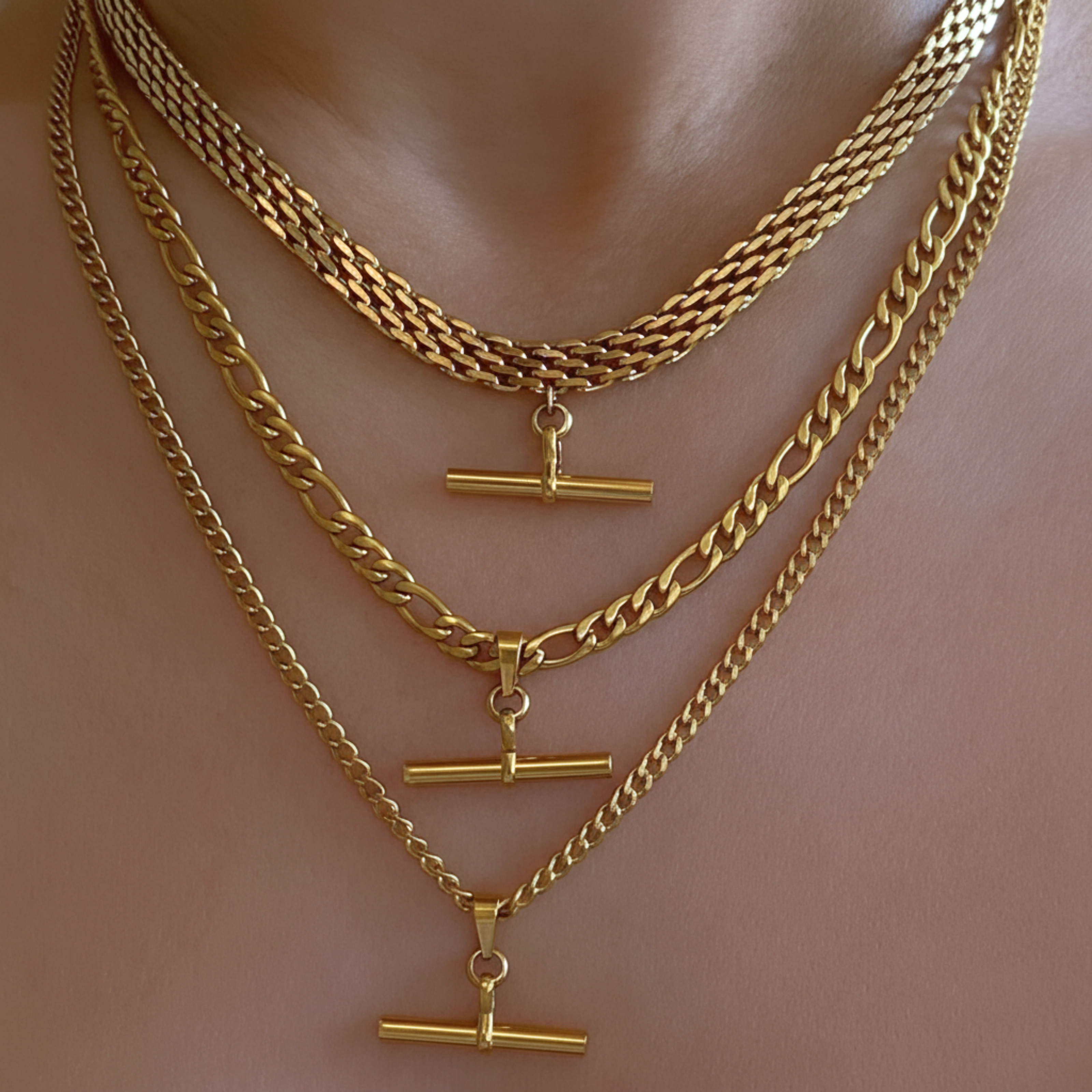 Ophelia - T Bar Gold Necklace
