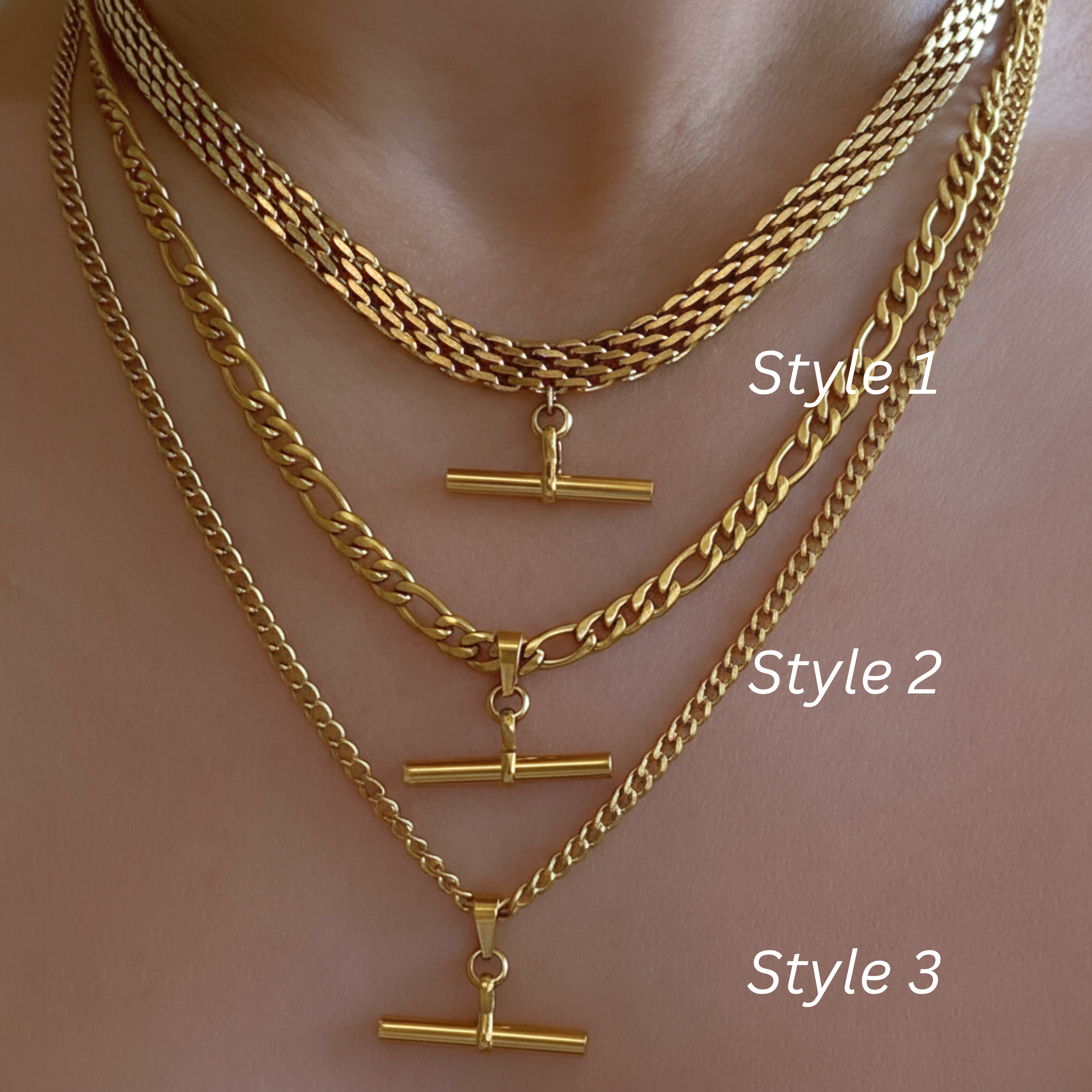 Ophelia - T Bar Gold Necklace